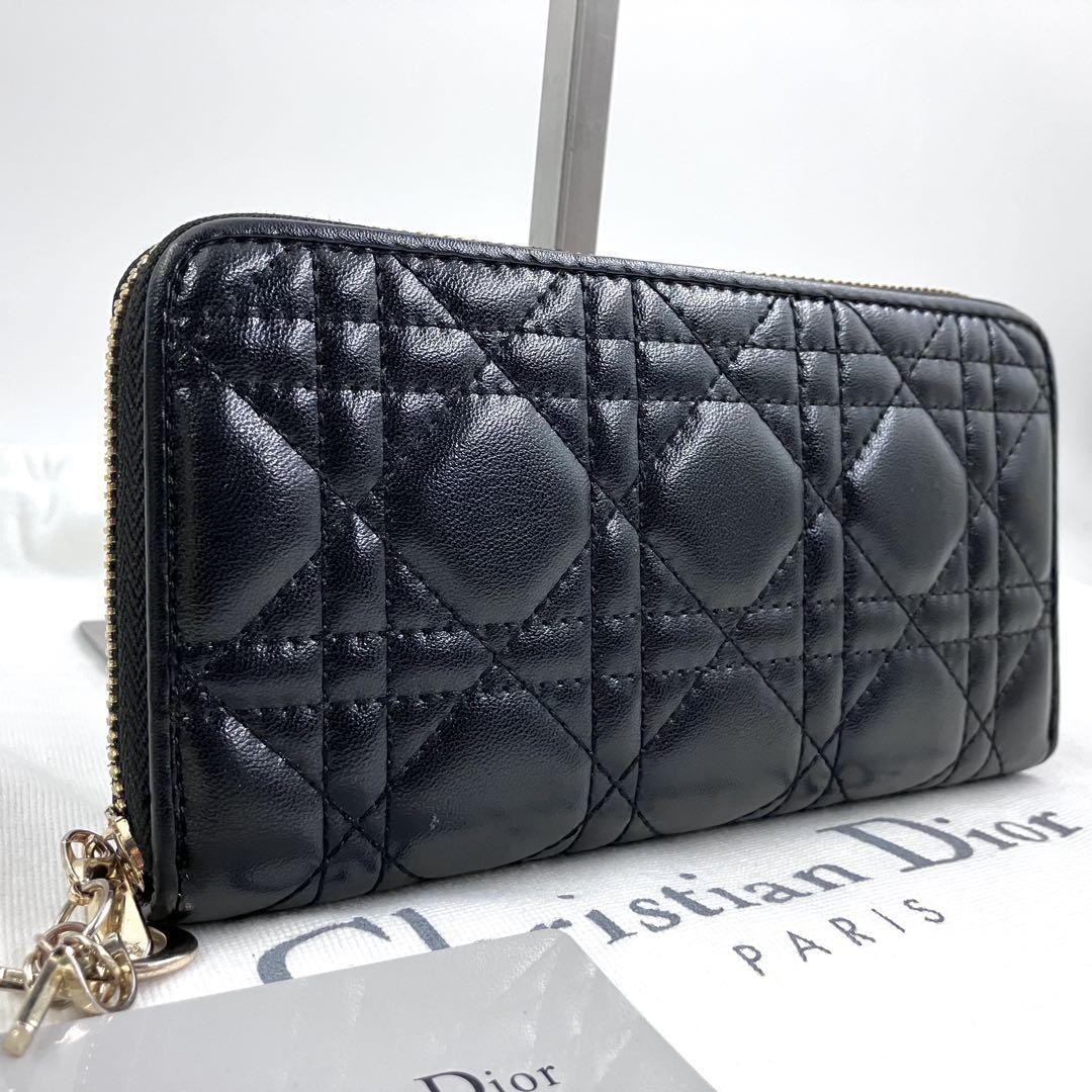 Dior Black Leather Round Zip Wallet Made in Japan