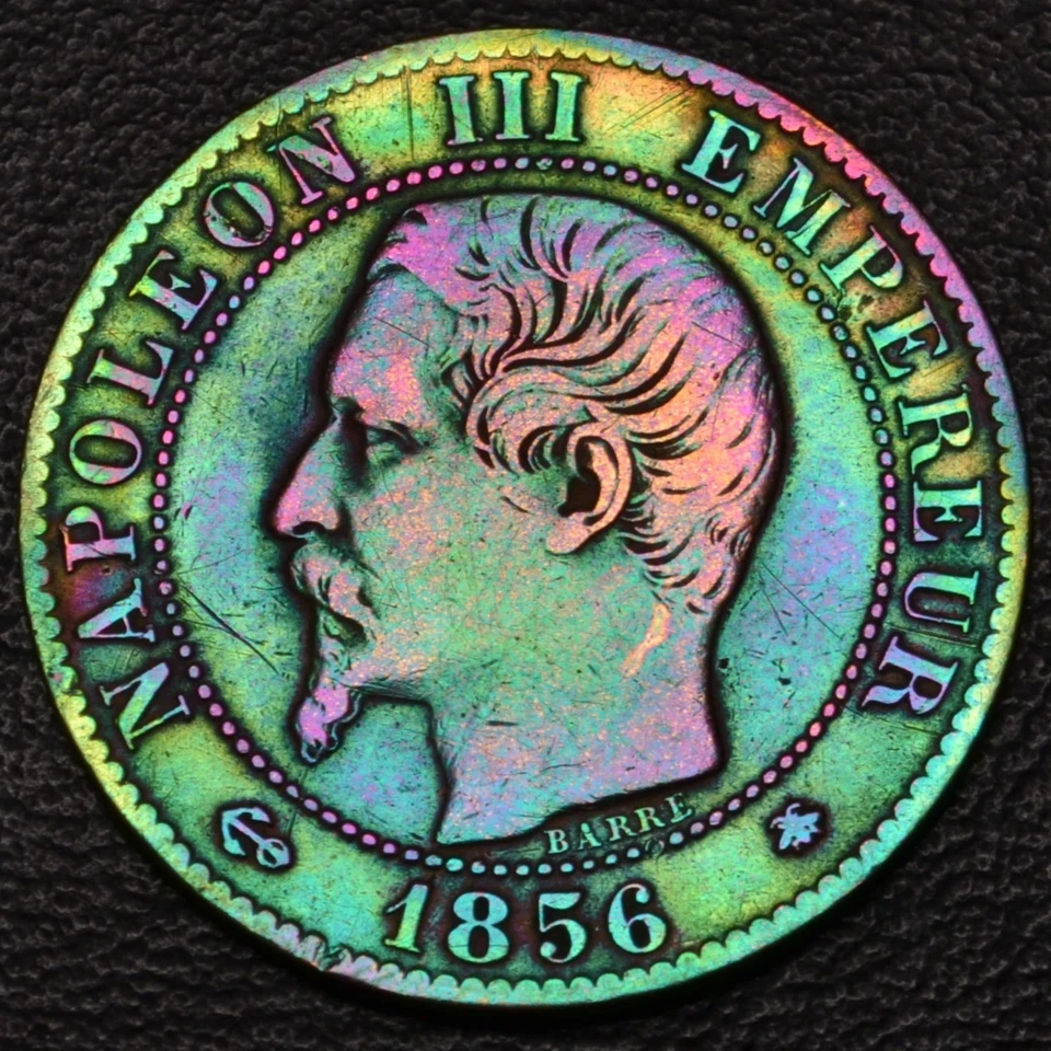 1856-BB Francia 5 Céntimos Precioso Tonificación Arco Iris (L42-52) Foto 2 de 3