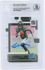 Garrett Wilson Jets Signed 2022 Panini Clearly Donruss Rated Rookie #56 BAS Card