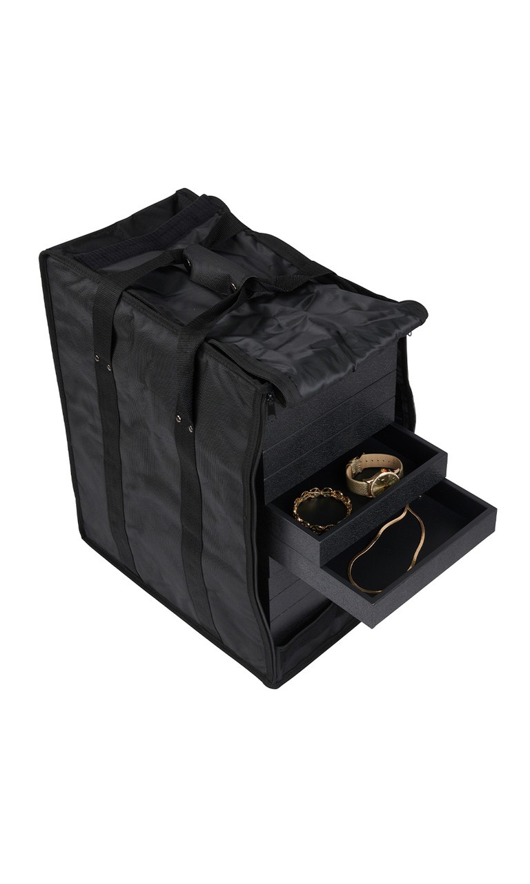 SSWBasics Black Jewelry Tray Carrying Case - 16"L x 9"W x 19"H