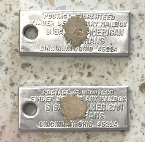Two Michigan DAV License Plate Keychain Tags - Disabled American Veterans - Picture 2 of 2