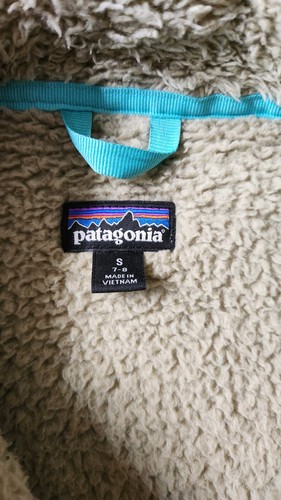 Patagonia Los Gatos Fleece Zip Up Vest Deep Pile Girls Khaki Size-S - Picture 3 of 5