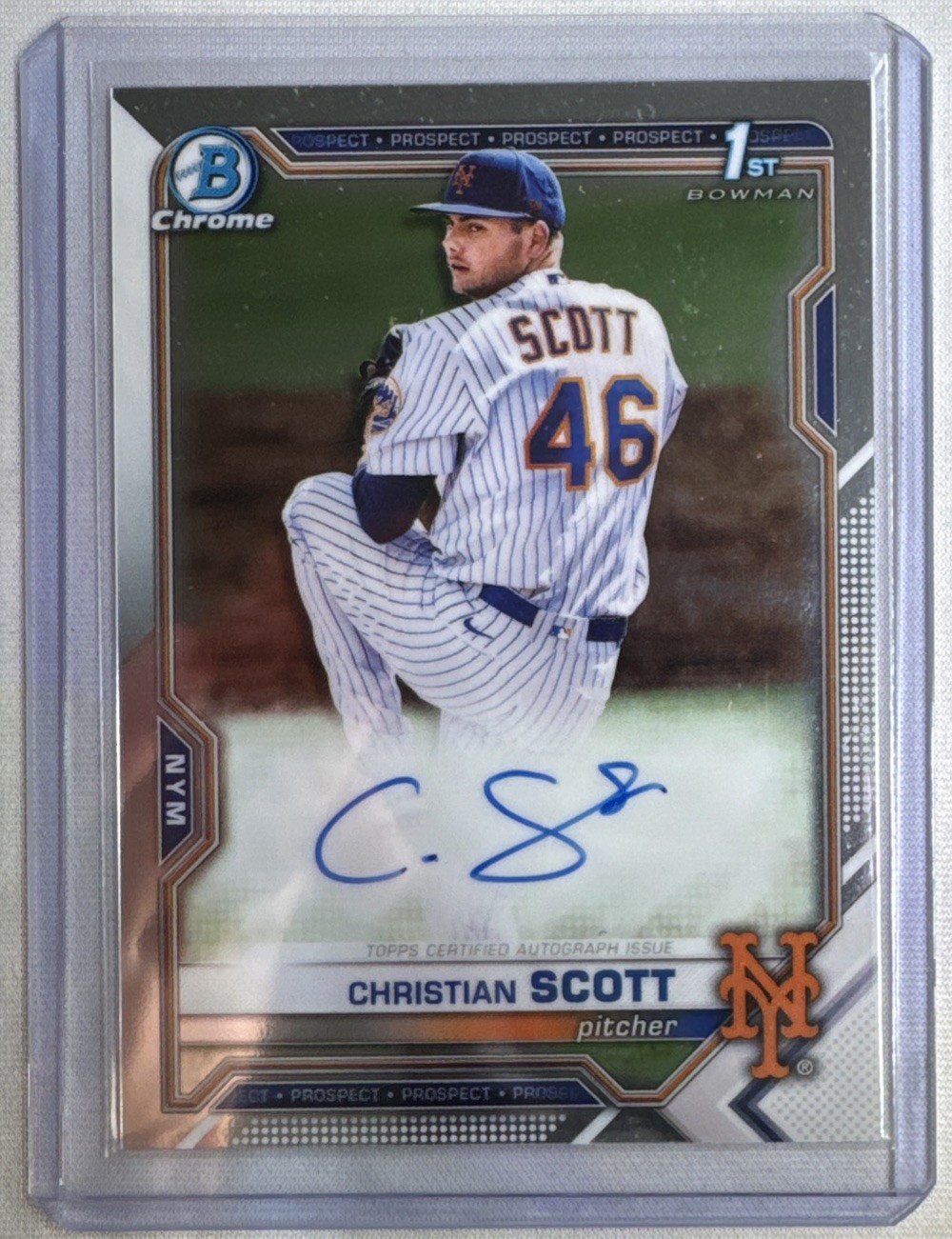 2021 Bowman Christian Scott Draft Chrome  Auto 1st Bowman Rookie #CDA-CS Mets