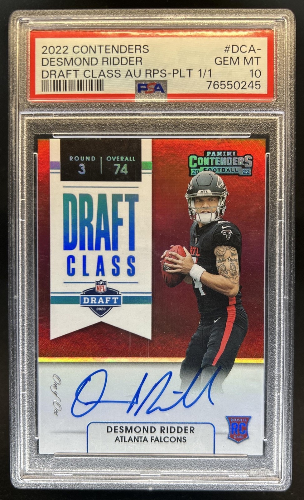 Desmond Ridder Panini Contenders Draft Class Autographs Rps #DCADRI Platinum 1/1