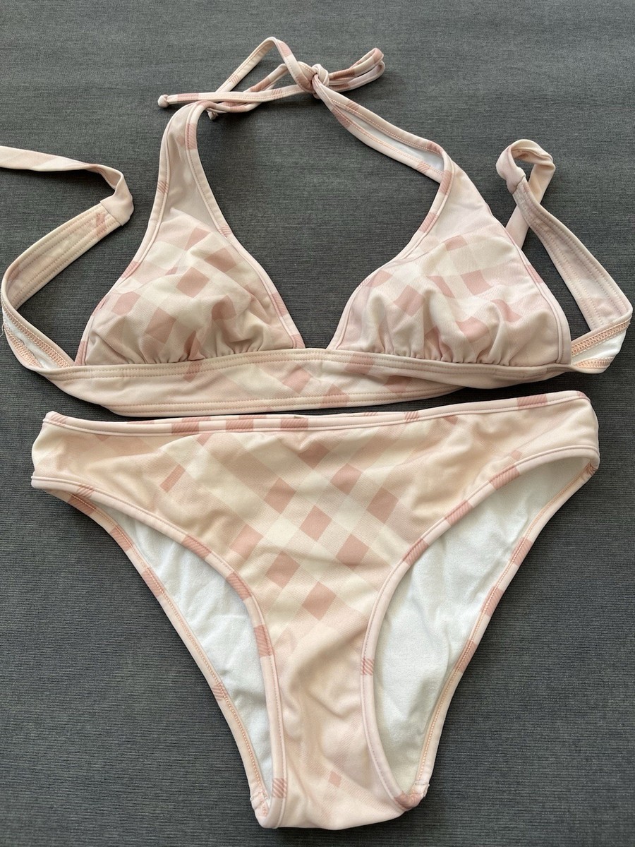Burberry Brit Women's White Rose Nova Check Bikini Sz S VGC UK