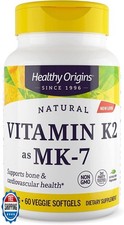 Healthy Origins Vitamin K2 100 mcg MK-7, Non-GMO, Gluten Free, Cardiovascaul