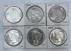 LOT  OF 6 PEACE SILVER DOLLARS EXCELLENT COINS HIGH GRADES