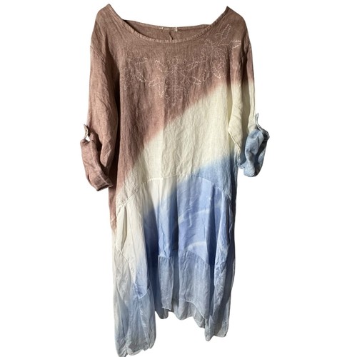 Women Casual Kaftan Tunic Gypsy Maxi Dress Boho Cotton Linen 3/4 Sleeve Dress