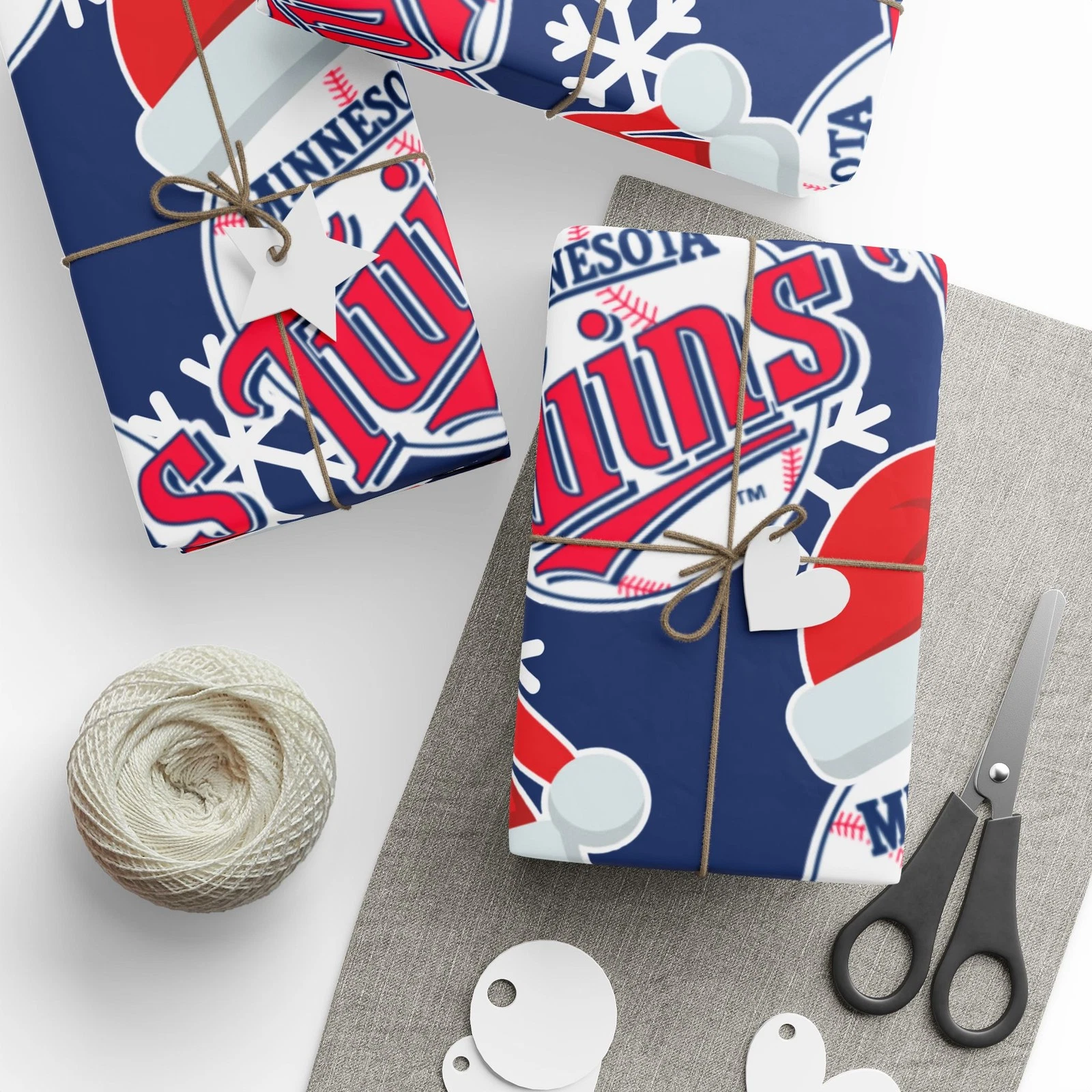 Minnesota Twins Wrapping Papers, Christmas Gift Wrap, Baseball Team Holiday