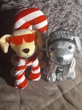 2 Raising Cane s Plush Dog Happy New Year 2023 7.5 Xmas Candy Cane