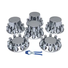 33mm Chrome ABS Axle Cover Combo Kit Thread On  Nut Covers with 2 Front & 4 Rear