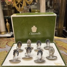 christofle 8 porte menu bristol holder metal argenté coquille boite rare