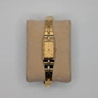 Seiko Watch Women 13mm White Dial Two Tone Rectangle 2E20-0AY0 VTG New Battery