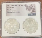 2021 American Eagle Type 1 & Type 2 Set! NGC MS69 Dual Holder