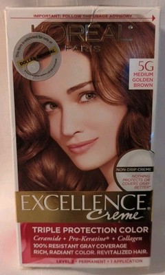 LOREAL Excellence Creme Permanent Color, 5G Medium Golden Brown -- READ