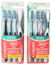 Colgate 360 Deep Clean Manual Toothbrush Medium 4ct 2 Packages