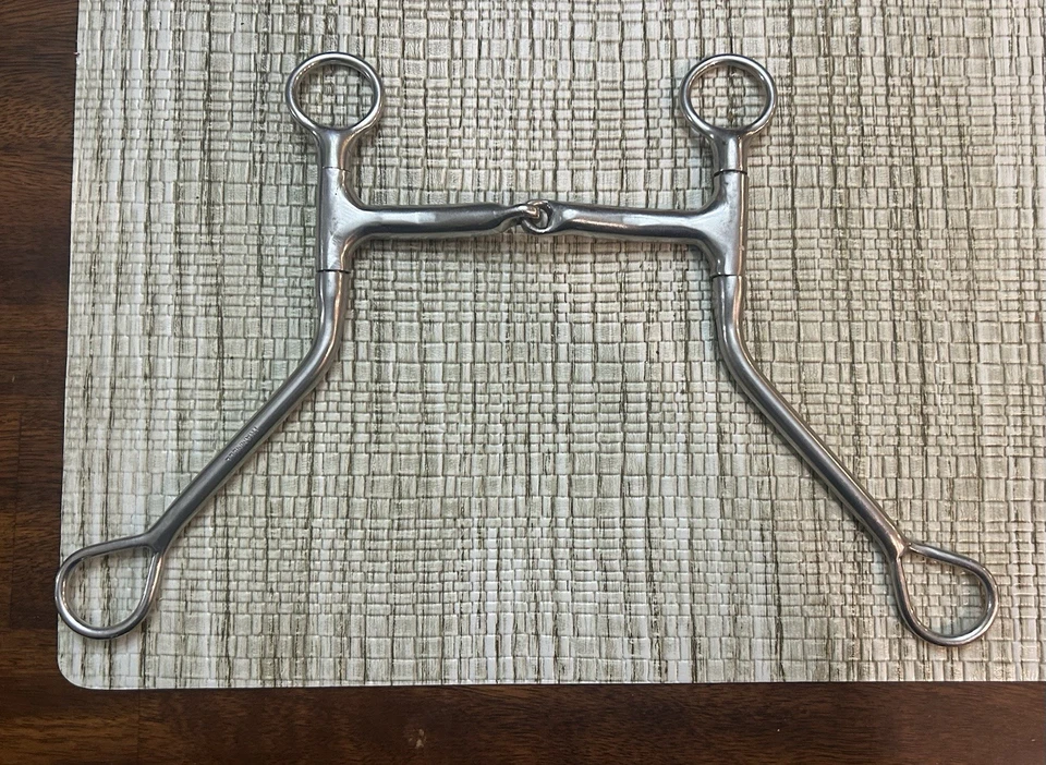 Broca de caballo occidental de caña larga de 9” Snaffle de acero inoxidable Trammell ~ boca de 5” Foto 2 de 4