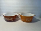 2 Vintage Pyrex Autumn Harvest Wheat Pieces Casserole -474B and 442 Mixing Bowl