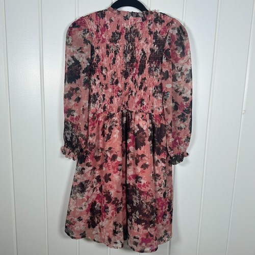 Rachel Parcell Dress Youth Size 10 Pink Cherry Blossom Long Sleeve Smocking NWT! - Picture 3 of 10