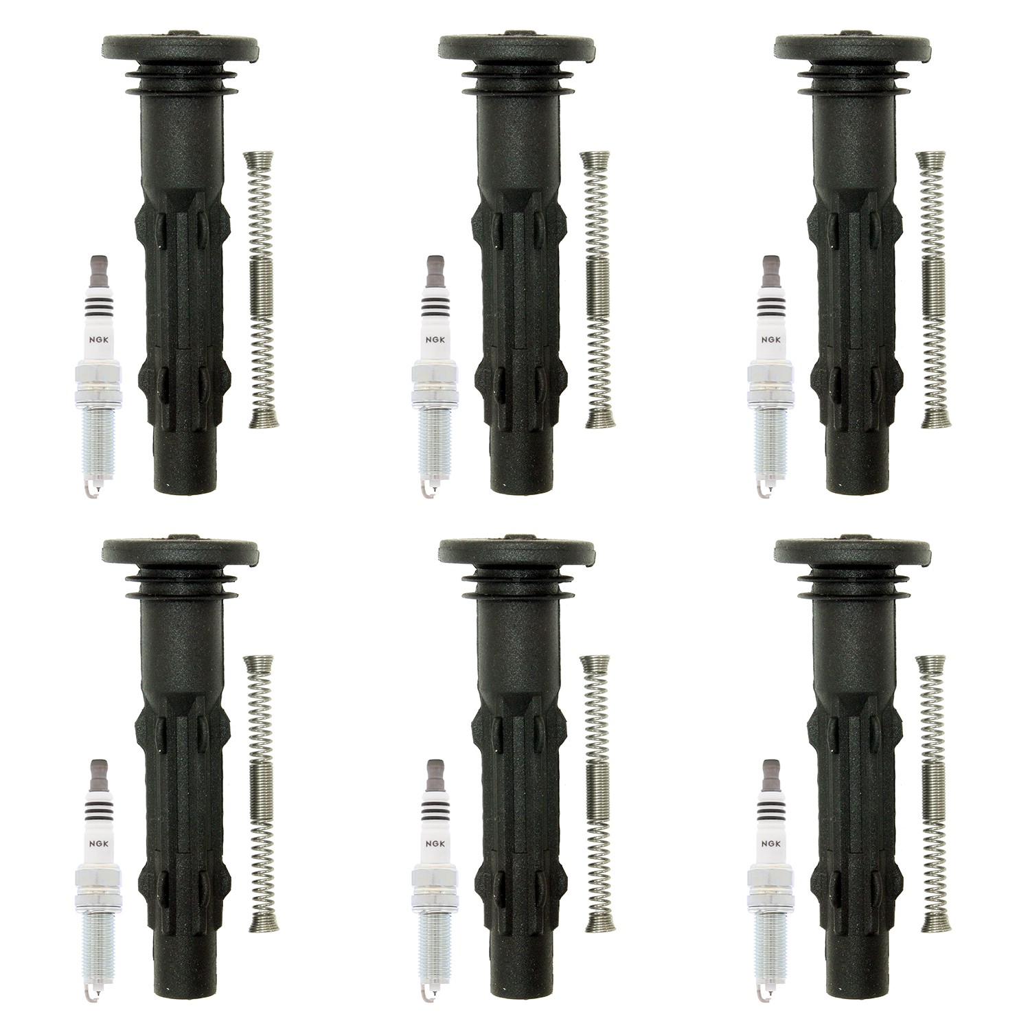 NGK 6 Ruthenium HX H. I. Spark Plugs 6 Coil Boots Kit for Benz C230 C280 W203 V6
