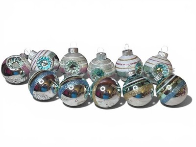 Lot of 11 Christopher Radko Shiny Brite Ornaments Indents & Stripes Fast Ship