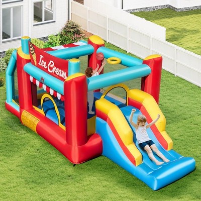 Inflatable Bounce House 5-in-1 Ice Cream Jumping Castle w/ 520W Blower
