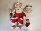 Vintage Rushton Coca Cola Santa Claus w/ Rubber Face Boots Hands +  Ornaments