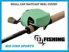 13 FISHING Skull Cap Baitcast Reel Cover - GREEN - #SC-C2-TX FREE USA SHIPPING!