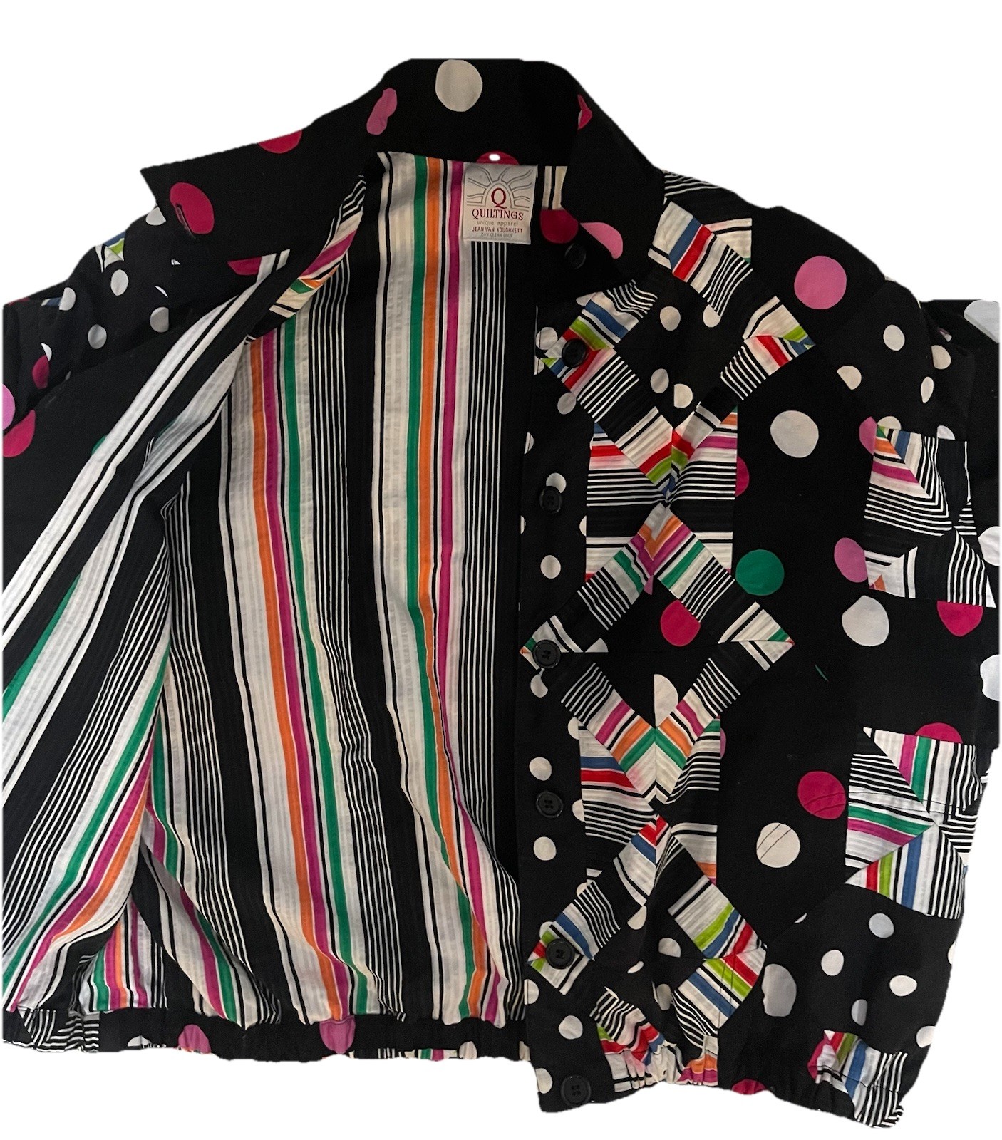 Quilt Jacket Button Handmade Patchwork Granny Cor… - image 1