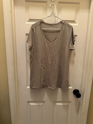 Pure Jill 1X V Neck Elliptical Tee Gray Pima Cotton. Small Pin Hole See Pictures