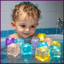 6/12PCS Baby Bath Bathtub LED Light Up Toys Colorful Waterproof Glowing Bath.
