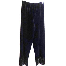 Vtg JR Nites Caliendo Velvet Beaded Wide Leg Pants Size 6 Black Pull On Event