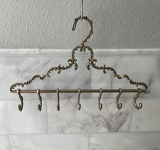Vintage Brass Metal Victorian Trading Co Parisian Valet/Scarf Hanger with Hooks