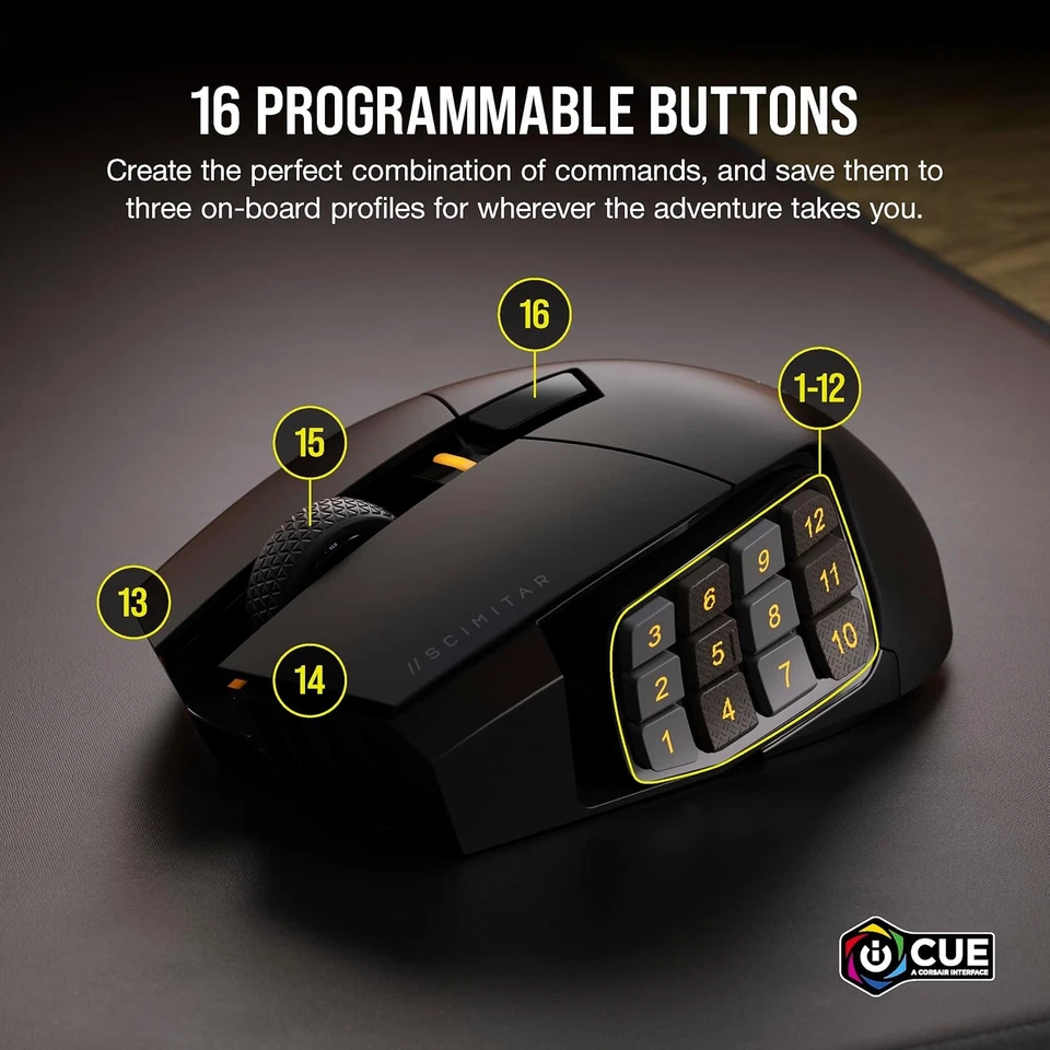 CORSAIR SCIMITAR ELITE WIRELESS MMO Gaming Mouse – 26,000 DPI – 16... - Image 3 of 4