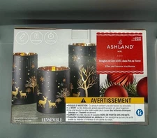 Christmas Ashland Led Glass Candles Flickering Flame Effect Black And Gold