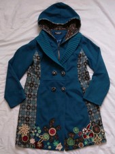 Sacred Threads Embroidered Patch Work Jacket Blue Boho Hippie Womens Large