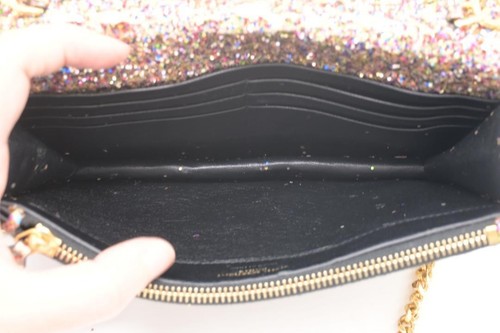 Saint Laurent Schultertasche Glitzer Kette goldfarbene Hardware Vintage von JP gebraucht - Bild 4 von 18