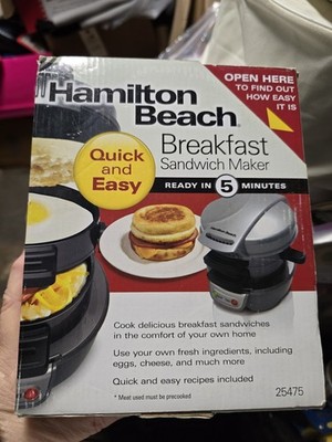 Hamilton Beach Breakfast Sandwich Maker #25475  Silver NIB. T103