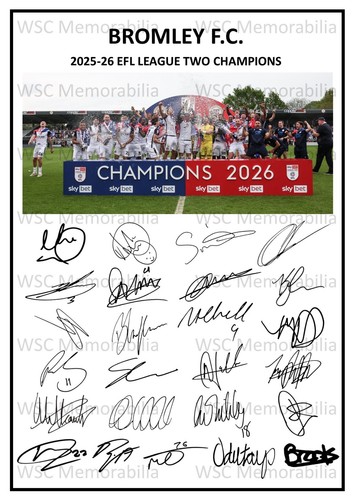 11738. Bromley FC Signed Team Sheets (A4 Prints) CHOOSE A SEASON 2023-26