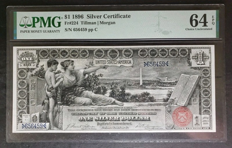 1896 $1 Silver Certificate Educational Large Note PMG 64 Choice Uncirculated EPQ