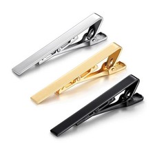 Tie Clip Necktie Accessories Fashion Style Ties for Men Metal Tone Simple Bar