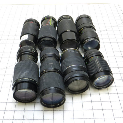 8x Junk Zoom Lenses Lot, As-is - For various SLR Cameras  - Canon Five Star etc