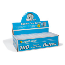 Lighthouse Half Dollar Size Square Archival Coin Tubes Pack of Five Tubes
