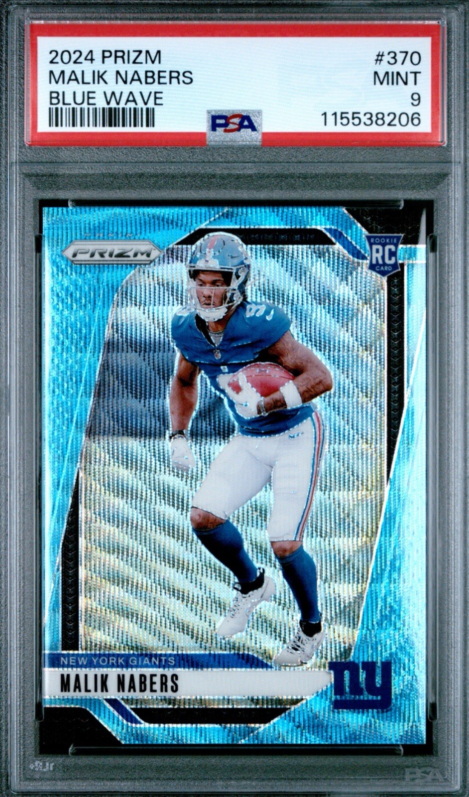 2024 PANINI PRIZM BLUE WAVE #370 MALIK NABERS COLOR MATCH RC /230 PSA 9 LOW POP!