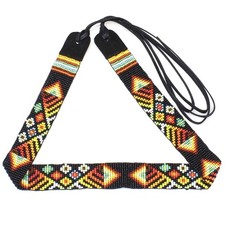 Handmade beaded Black multicolored flower Cowboy rodeo Hatband