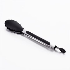 Image of Silicone Kitchen Cooking Tongs BBQ Salad Serving Stainless Steel Handle Utensil