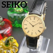 Seiko Chariot 2220-0430 Vintage Manual Wind Gold Men's Watch Used