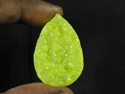 24X35X05MM Yellow Sugar Druzy Agate Pear Healing Loose Gemstone 24Cts. L857