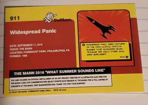 Tarjeta coleccionable WIDEPREAD PANIC CONCERT TOUR 2016 MANN MUSIC CENTER PHILADELPHIA - Imagen 2 de 2
