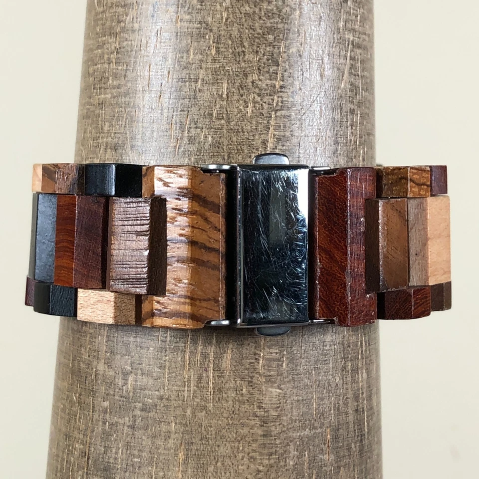 Reloj analógico de cuarzo Bewell para hombre formal día fecha madera día fecha 44 mm 7" Foto 4 de 4